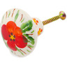 Polish Pottery Drawer Pull Knob 2" Vermilion Clusters