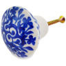 Polish Pottery Drawer Pull Knob 2" Winter Blue