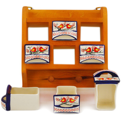 Polish Pottery Drawer Set with Hangers 10&quot; Red Bird UNIKAT