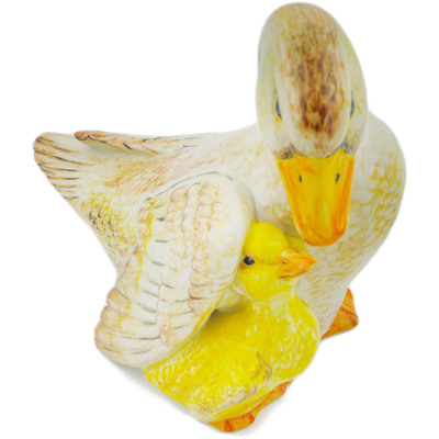 Polish Pottery Duck Figurine 10&quot; Nature UNIKAT