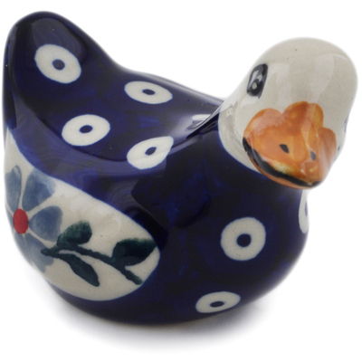 Polish Pottery Duck Figurine 3&quot; Peacock Forget-me-not