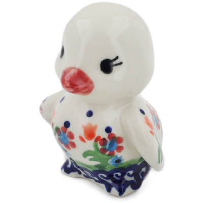 Polish Pottery Duck Figurine 3&quot; Spring Flowers