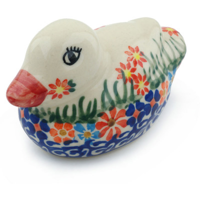 Polish Pottery Duck Figurine 4&quot; Blissful Daisy
