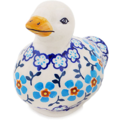 Polish Pottery Duck Figurine 4&quot; Blue Chain UNIKAT