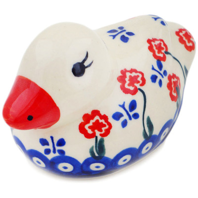 Polish Pottery Duck Figurine 4&quot; Blue Eye Spring