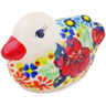Polish Pottery Duck Figurine 4&quot; Bold Poppies UNIKAT
