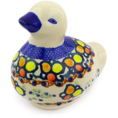 Polish Pottery Duck Figurine 4&quot; Color Melody UNIKAT