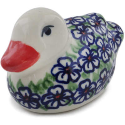 Polish Pottery Duck Figurine 4&quot; Flower Bouquet