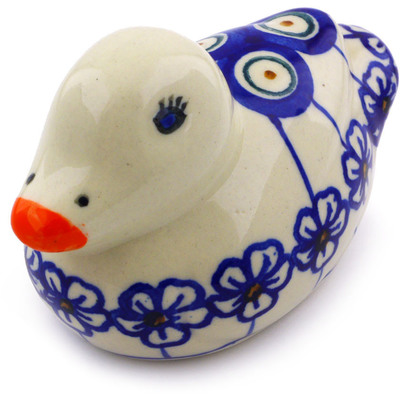 Polish Pottery Duck Figurine 4&quot; Flowering Peacock