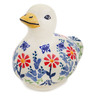 Polish Pottery Duck Figurine 4&quot; Last Summer Flowers