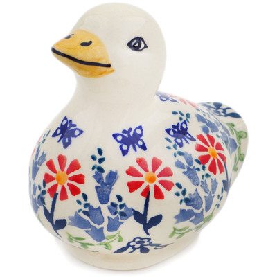 Polish Pottery Duck Figurine 4&quot; Last Summer Flowers