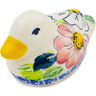 Polish Pottery Duck Figurine 4&quot; Maroon Blossoms UNIKAT