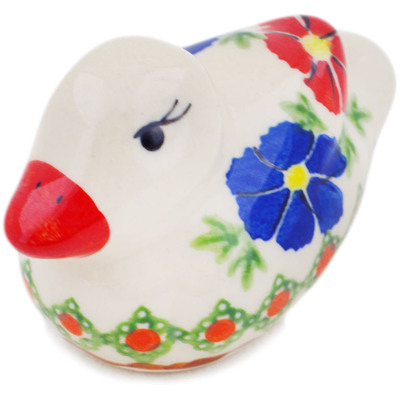 Polish Pottery Duck Figurine 4&quot; Paradise Poppy