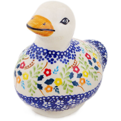 Polish Pottery Duck Figurine 4&quot; Rainbow Delight UNIKAT