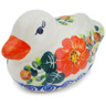 Polish Pottery Duck Figurine 4&quot; Red Blossom