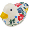 Polish Pottery Duck Figurine 4&quot; Tropical Florals