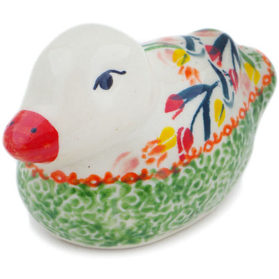 Polish Pottery Duck Figurine 4&quot; Tulip Ring