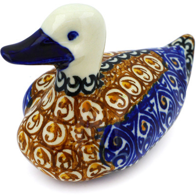 Polish Pottery Duck Figurine 5&quot; Amber Shores UNIKAT