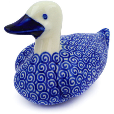 Polish Pottery Duck Figurine 5&quot; Baltic Blue