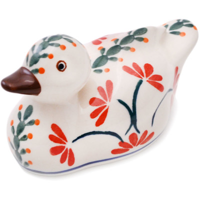 Polish Pottery Duck Figurine 5&quot; Blossoming Prickly Pear