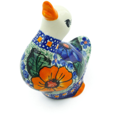 Polish Pottery Duck Figurine 5&quot; Bold Pansy UNIKAT