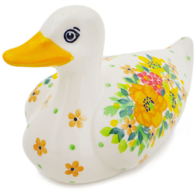 Polish Pottery Duck Figurine 5&quot; Bright Spring UNIKAT