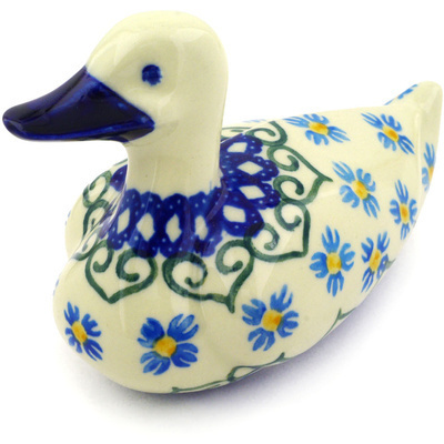 Polish Pottery Duck Figurine 5&quot; Chickory Heart Vines
