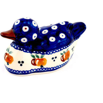 Polish Pottery Duck Figurine 5&quot; Country Apple Peacock