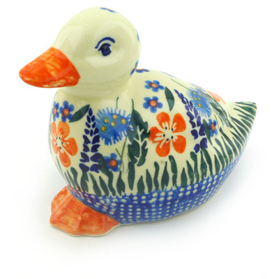 Polish Pottery Duck Figurine 5&quot;