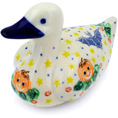 Polish Pottery Duck Figurine 5&quot; Happy Halloween