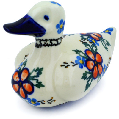 Polish Pottery Duck Figurine 5&quot; Lancaster Rose