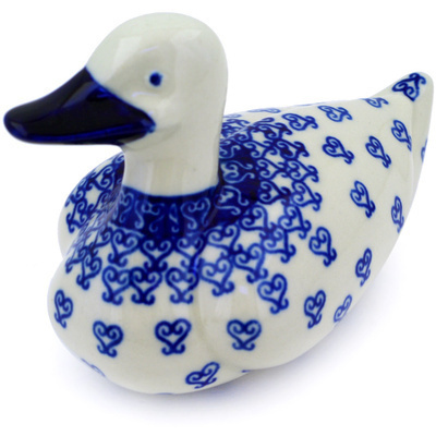 Polish Pottery Duck Figurine 5&quot; Lovely Heart