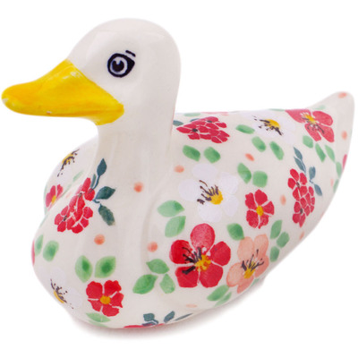 Polish Pottery Duck Figurine 5&quot; Pink Divinity UNIKAT