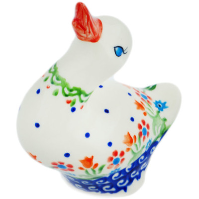 Polish Pottery Duck Figurine 5&quot; Spring Flowers