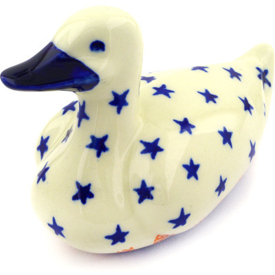 Polish Pottery Duck Figurine 5&quot; Stars And Stripes