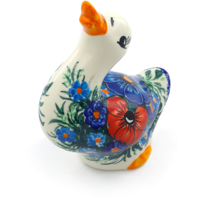 Polish Pottery Duck Figurine 5&quot; Summertime Blues UNIKAT