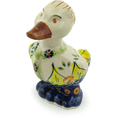 Polish Pottery Duck Figurine 5&quot; Sunflower Power UNIKAT