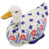 Polish Pottery Duck Figurine 7&quot; Last Summer Flowers