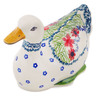 Polish Pottery Duck Figurine 7&quot; Red Blossom