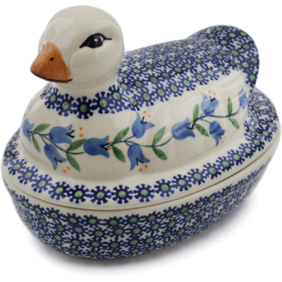 Polish Pottery Duck Shaped Jar 7&quot; Sweet Dreams