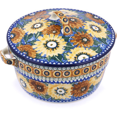 Polish Pottery Dutch Oven 8-inch Autumn Chrysanthemums UNIKAT