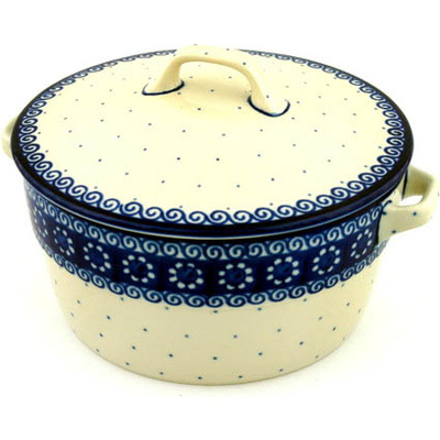 Polish Pottery Dutch Oven 8-inch Black Daisy Swirl