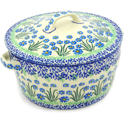 Polish Pottery Dutch Oven 8-inch Blue April Showers