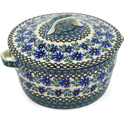 Polish Pottery Dutch Oven 8-inch Blue Chicory