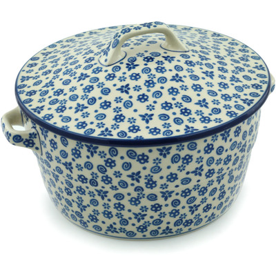 Polish Pottery Dutch Oven 8-inch Blue Confetti