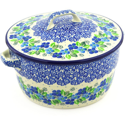 Polish Pottery Dutch Oven 8-inch Blue Phlox