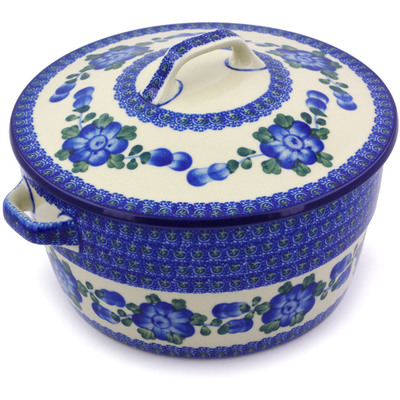 Polish Pottery Dutch Oven 8-inch Blue Poppies