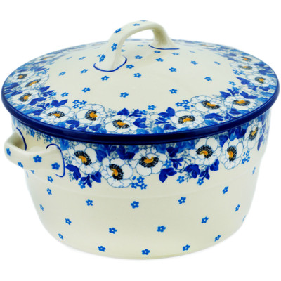 Polish Pottery Dutch Oven 8-inch Blue Spring