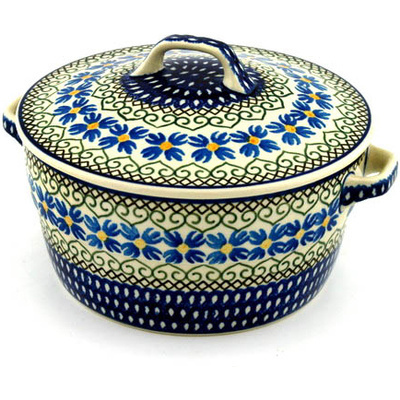 Polish Pottery Dutch Oven 8-inch Chickory Heart Vines