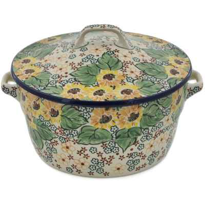 Polish Pottery Dutch Oven 8-inch Country Sunflower UNIKAT